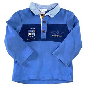 Jacadi Paris Baby Boy Rugby Polo Shirt Size 2T Blue Toddler